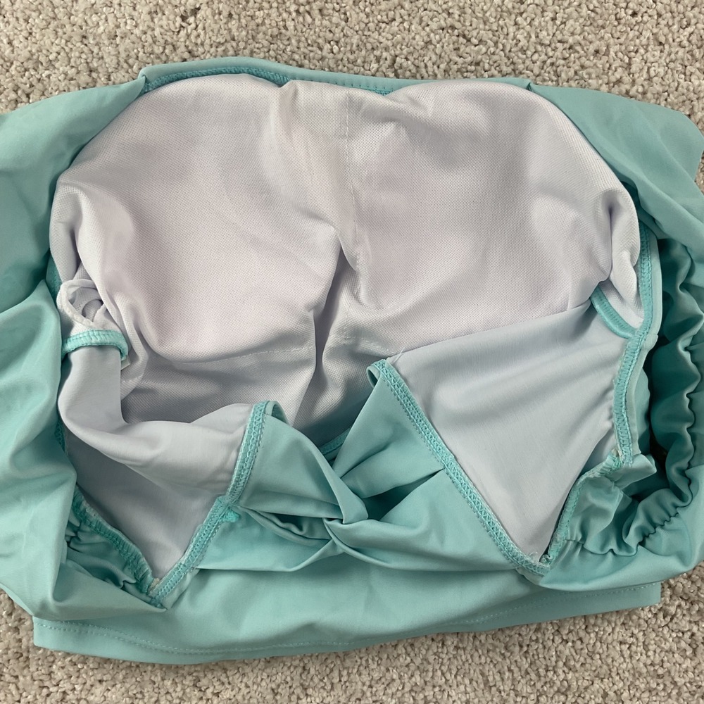 Girls Light Blue Tropical Floral Tankini Ruffle Twist Back Swimsuit Set 15-16Y - Picture 5 of 10